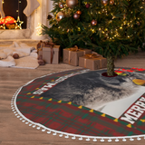 Christmas Tree Skirt with Pom Pom Trim