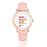 Rose Gold-plated Leather Strap Watch for Women