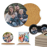 Custom Car Coasters Personalized Car Coasters for Cup Holder Add Your Image Text Logo Absorbent Ceramics Coasters with Cork Base for Car-Car Coasters