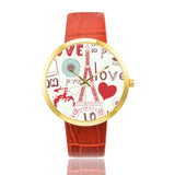 Golden Leather Strap Watch for Women