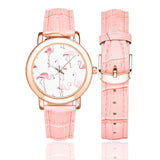 Rose Gold-plated Leather Strap Watch for Women