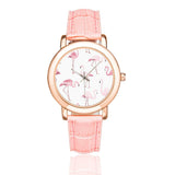 Rose Gold-plated Leather Strap Watch for Women